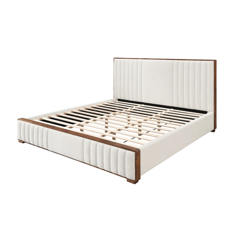 Almaha Upholstered Panel Bed,Platform Bed,Bed Frame, Queen