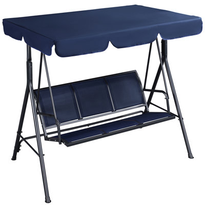 3-Seat Outdoor Patio Swing Chair with Adjustable Canopy