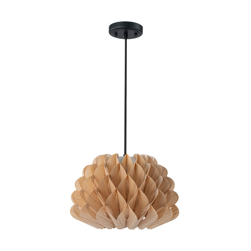 Luminaire suspendu en bois 1 lumière scandinave fabriqué à la main 