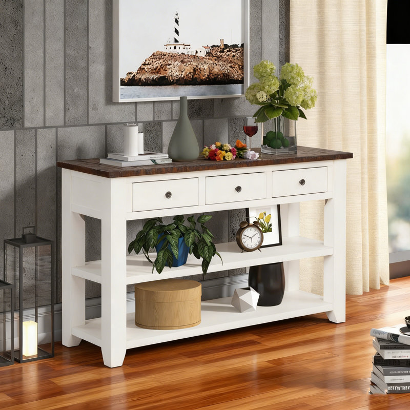 Console Cabras, Bois espresso, Antique White, H 30 po x l 50 po x P 16 po