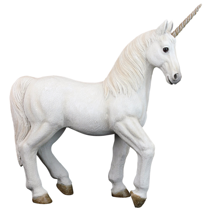 Mystical White Resin Unicorn Garden Statue, 16 Inches