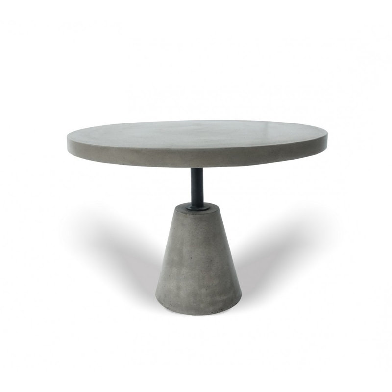 Table d'appoint ronde sur piédestal en béton et fer gris foncé et noir de 14 pouces