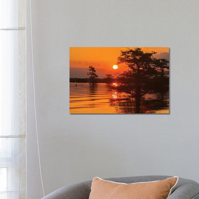 USA, Louisiana, Atchafalaya National Wildlife Refuge. Sunrise On Swamp. by Jaynes Gallery - Wrapped Canvas Print
