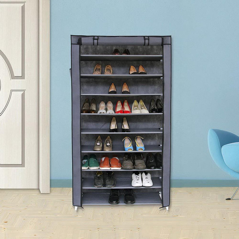 30 Pair Shoe Storage Cabinet, Gray