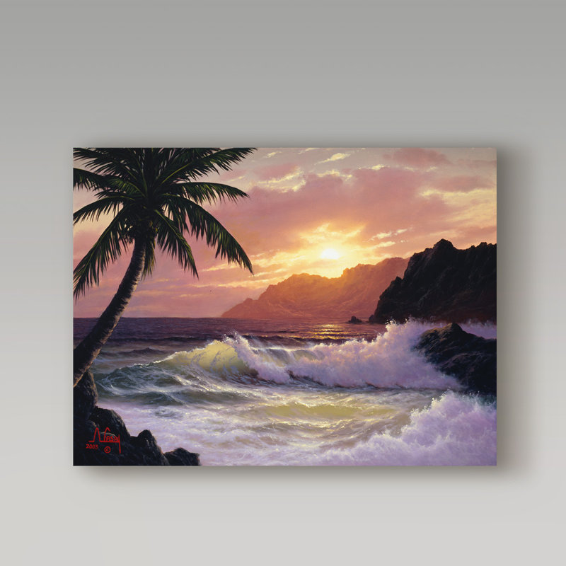Fikes «Tropical Coast 2», reproduction de peinture à l'huile sur toile tendue, H 14 po x l 19 po