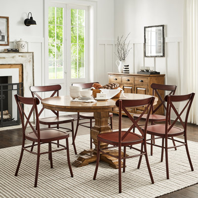 Fortville 6 - Person Extendable Solid Wood Top Pedestal Dining Set