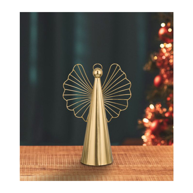 Figurine standard ange en métal, H 3,5 po x l 10 po x P 7,25 po
