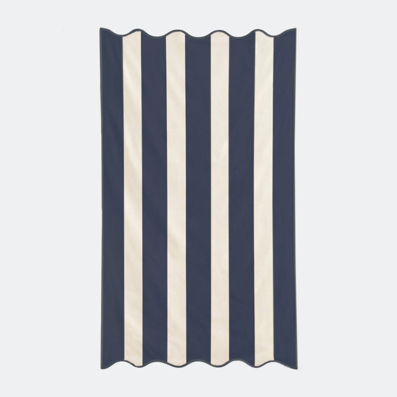 Scalloped Stripe Beach Towel, Navy
