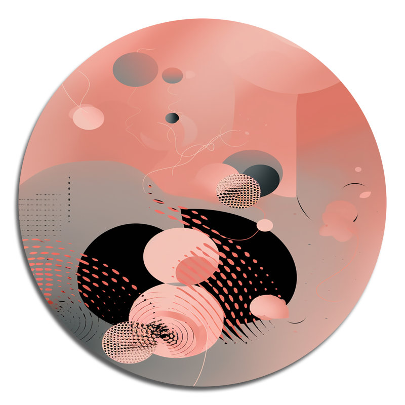 «Minimalisme rose profond», art mural rond abstrait sur métal, H 23 po x l 23 po x P 1 po