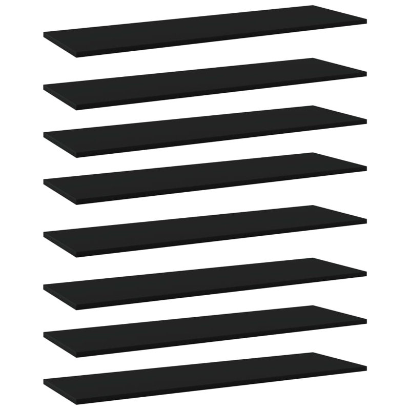 Tablettes pour bibliothèque 8 pièces en bois d'ingénierie, Noir, (8 tablettes) H 0,59 po x l 39,37 po x P 11,81 po