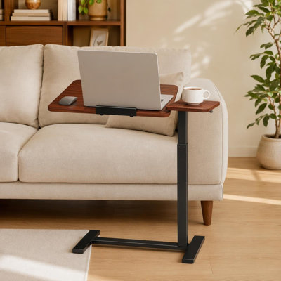 Modern Height-Adjustable C-Type Mobile End Table, C-Shaped Sofa Side Table for Living Room and Bedroom