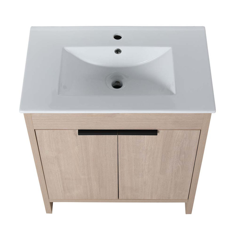 Meuble-lavabo simple 30 po avec lavabo, Chêne clair uni
