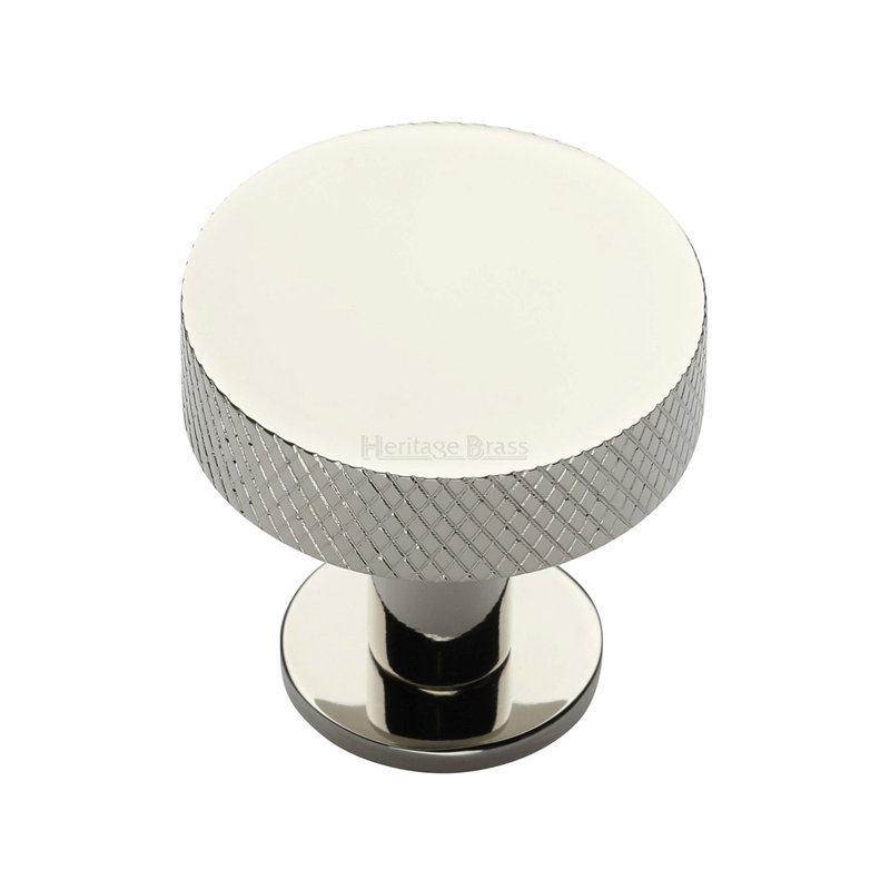 Heritage Brass Cabinet Knob Knurled Disc Design with Rose, 3.2cm
