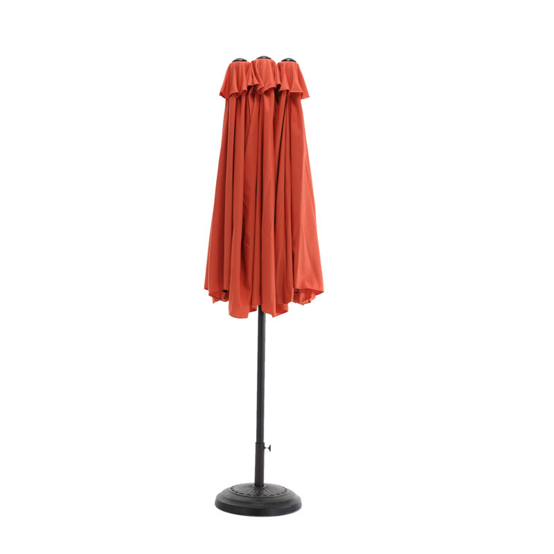 Grand parasol d'extérieur double face 14,8 pi avec manivelle (orange) (sans base), Orange