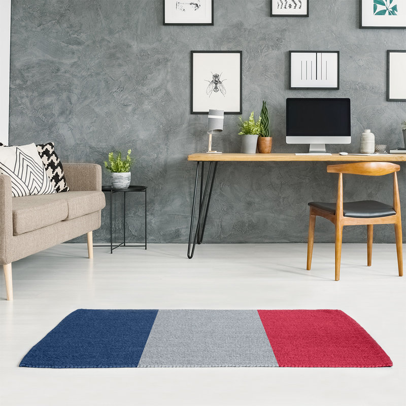 Tapis bleu à rayures de hockey national, Rectangle 4 pi x 6 pi