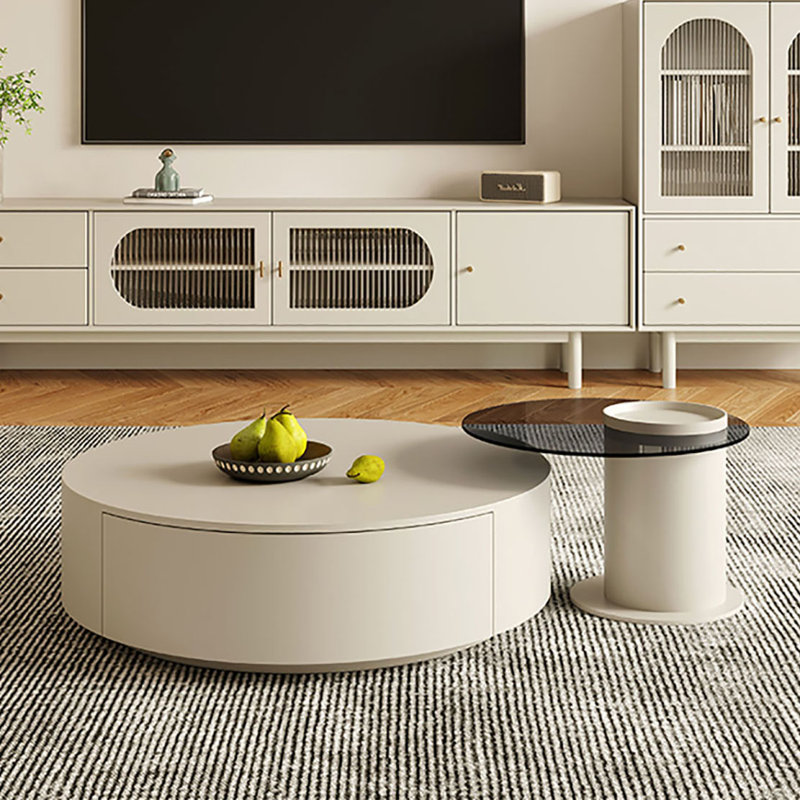 Ensemble de tables basses de style crème, H 11,8 po x L 31,5 po x l 31,5 po