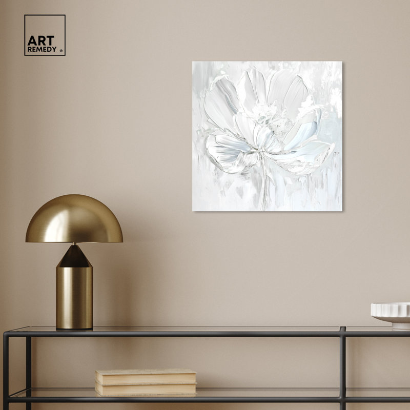 Off-White Magnolia Floral Canvas Wall Art, 16" x 16"