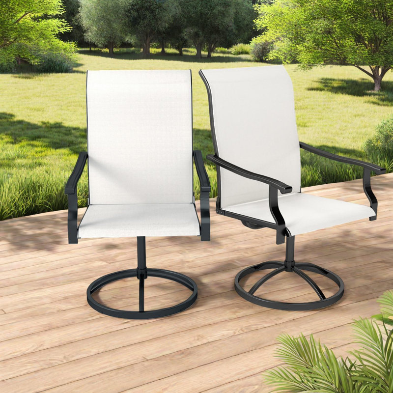 Chaises de patio pivotantes, ensemble moderne en maille d'acier pour jardin porche