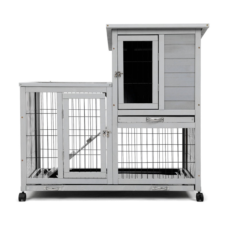 Cage à 2 niveaux avec 4 roulettes, Gris