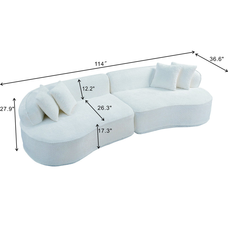 Curved Sectional Sofa, Minimalist Couch For Living Room, Apartment