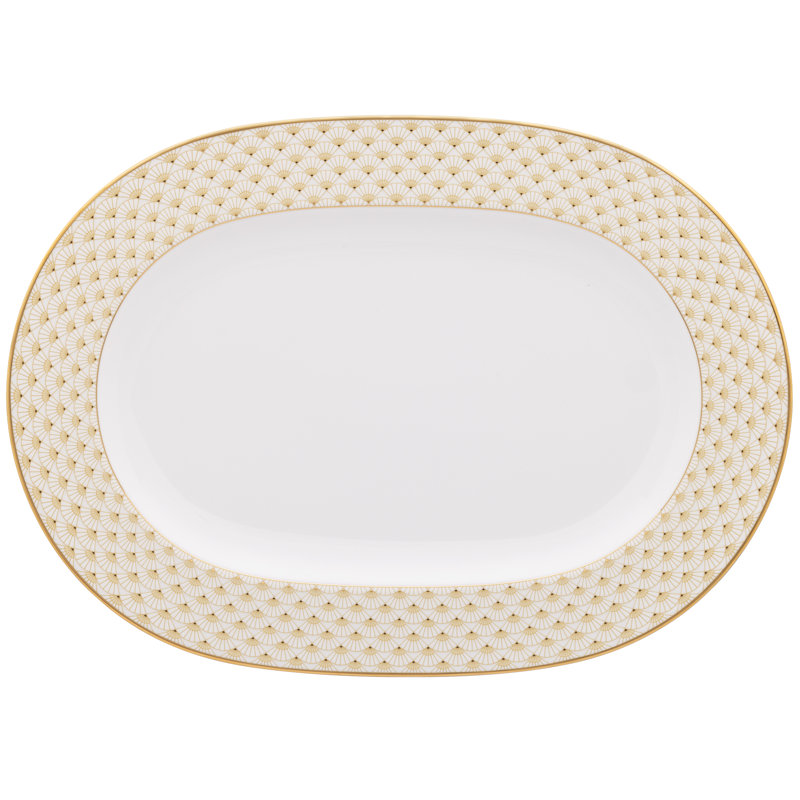 Noritake Trocadero Gold Oval Platter, 16 in., Beige, 16" W x 12" L x 1.5" H