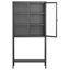 Armoire de rangement 59 po en métal robuste, bahuts et buffet, armoire de rangement avec portes en verre et 2 tablettes réglables, bibliothèque haute