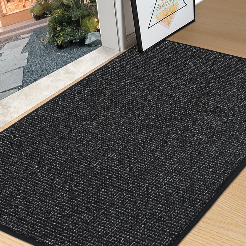 Bukvice Non-slip Washable Door Mat, Black, 36 "W x 60" L