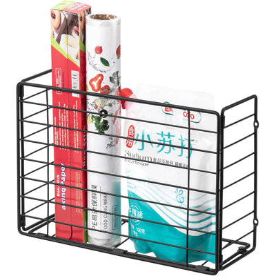 Heavy-Duty Kitchen Wrap Organizer Rack - Wall Mounted Or Cabinet Door Hanging Storage Basket For Cutting Boards, Foil, Wax Paper, And More