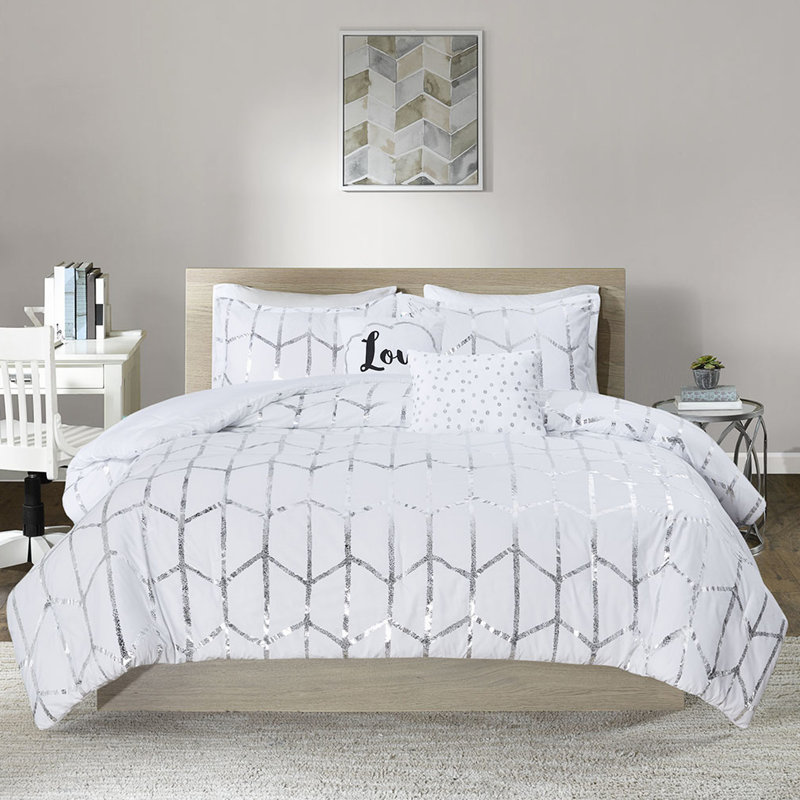 Édredon et drap-housse Modern, Courtepointe grande taille et 4 pièces supplémen