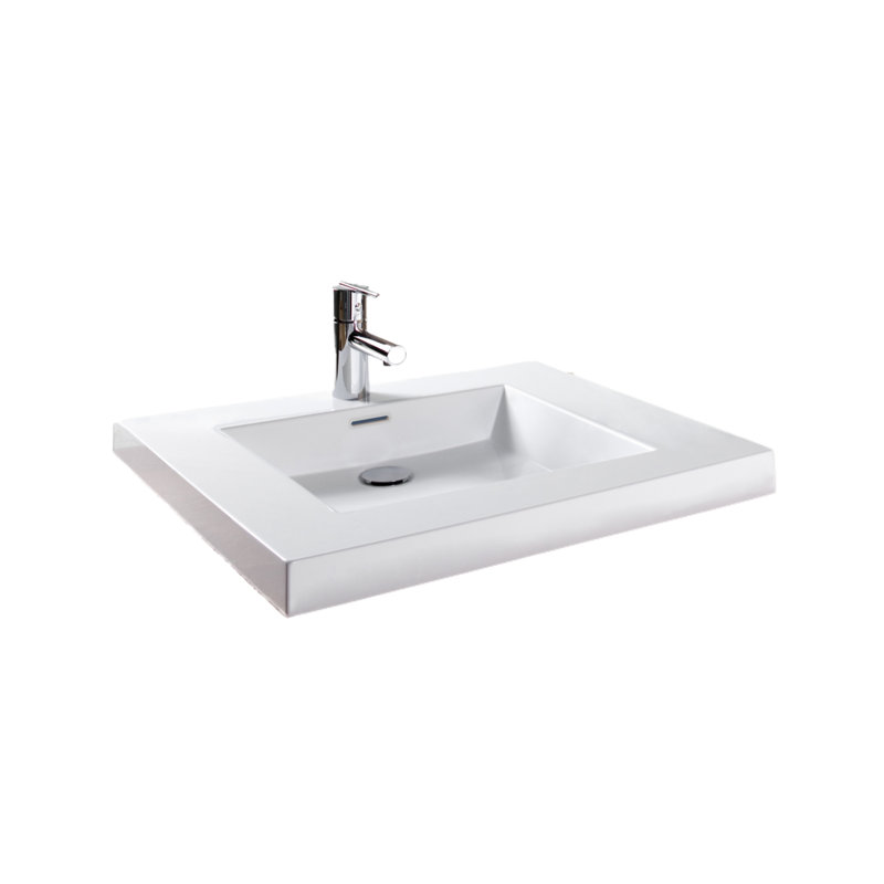 30" Cube Collection Lavatory, 2" Semi-Recessed, White True High Gloss