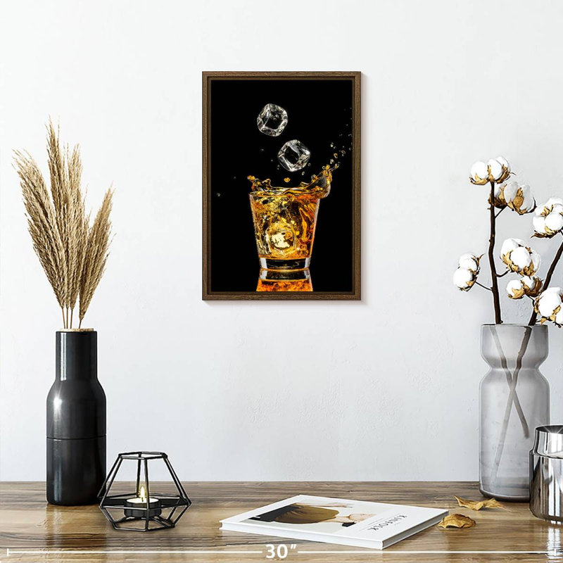 Whisky et glaçons, 9" x 13", Floating Frame Walnut
