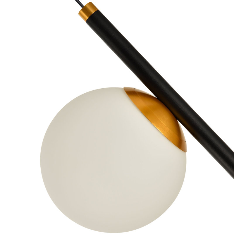Capri Adjustable Height 11" Black and Gold LED Pendant with Glass Globes