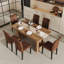 Ensemble de table de salle à manger élégant en bois avec 6 chaises en tissu brun - moderne, durable et élégant pour les salles à manger