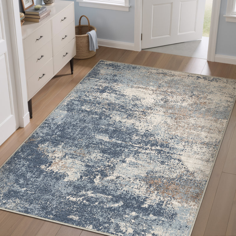 Tapis moderne lavable à la machine avec envers antidérapant Asher, Rectangle 6 pi x 9 pi