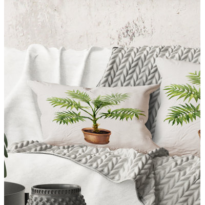 Rectangle,Palm In Clay Flowerpot - Traditional Printed Throw Pillow