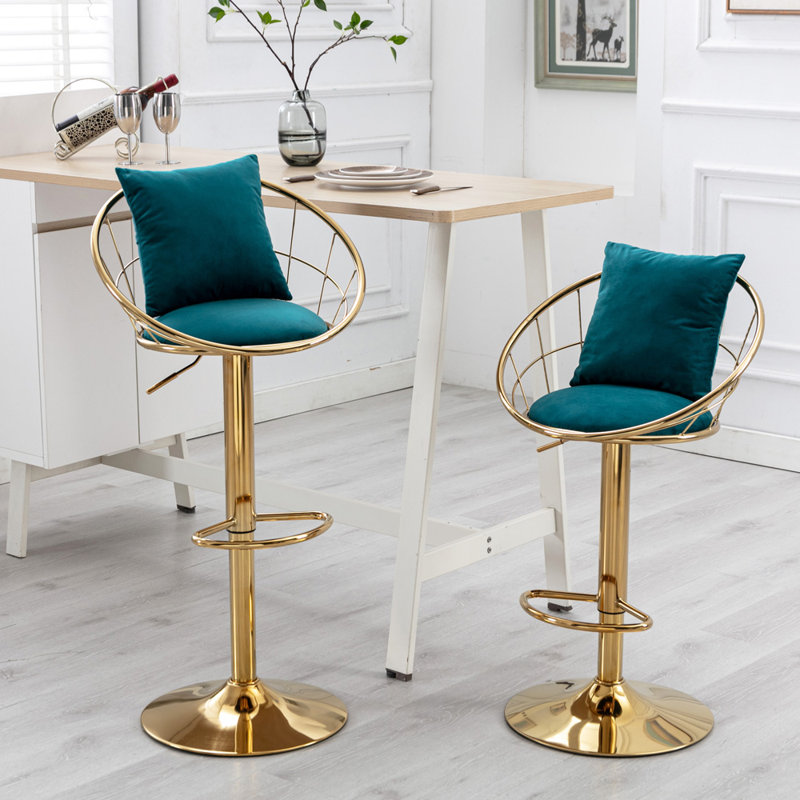 Tabouret de comptoir 23,25 po Nakyra, Bleu paon