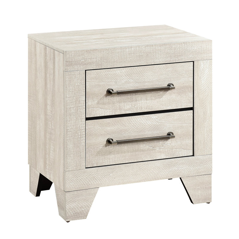 Table de chevet avec 2 tiroirs et finition lisse en chêne gris Dusty