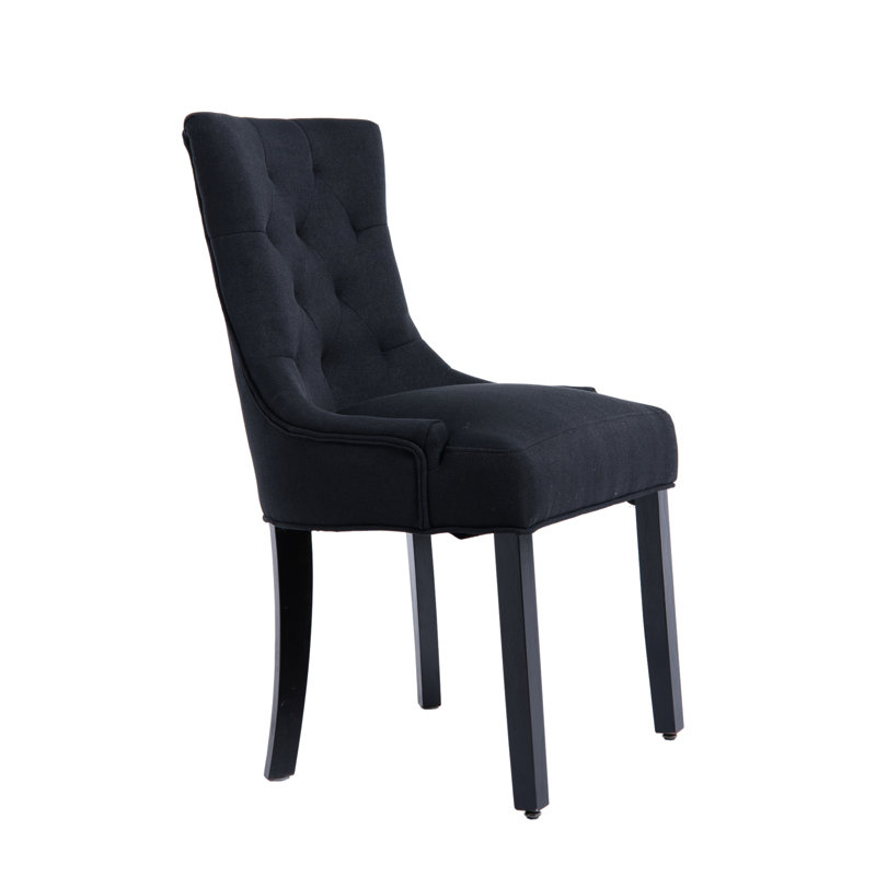 Chaise de salle à manger capitonnée Modern, Black, Noir