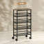 HOMCOM Metal Kitchen Trolley with Pull-Out Baskets, Rustic Brown