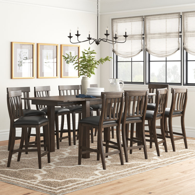 Schoenberg 11 Piece Counter Height Extendable Solid Wood Dining Set
