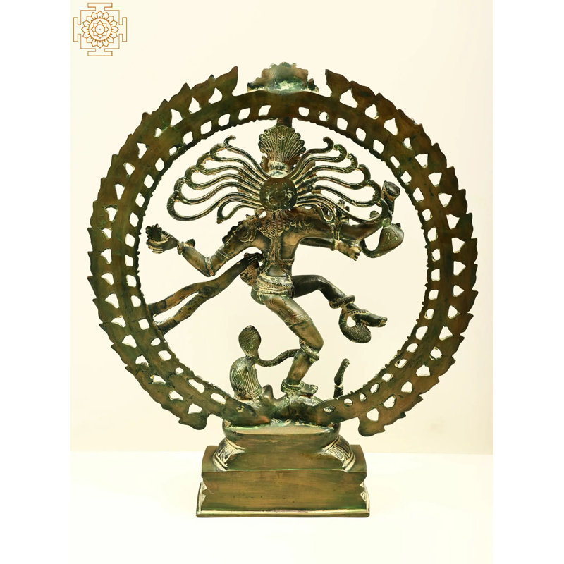 Statue de 20 po en laiton Nataraja - Idole de Shiva en bronze fabriquée à la main pour un autel spirituel et un décor artistique