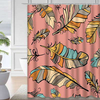 Tribal Feather Colorful Southwest Art Waterproof Shower Curtain with 12 Hooks