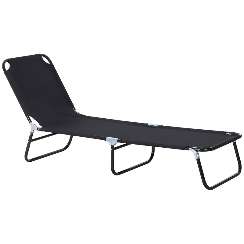 Folding Chaise Lounge Pool Chairs, Black