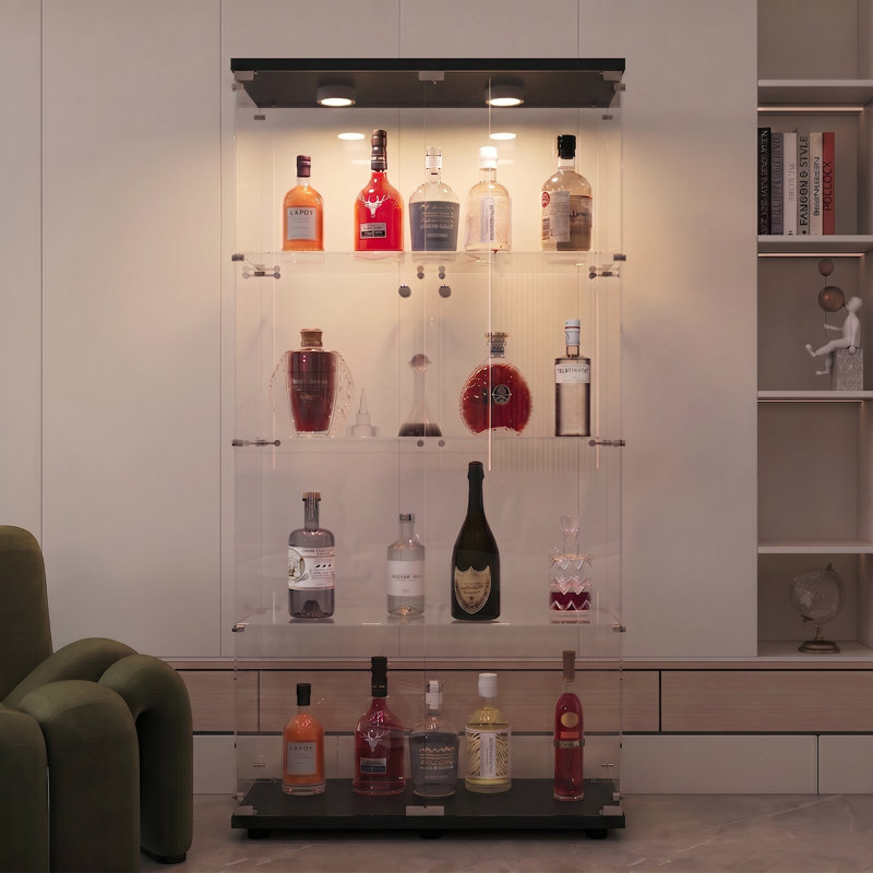80.5 cm W Display Cabinet with Lighting, Black
