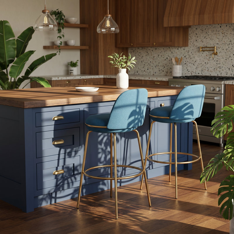 Ensemble de 2 tabourets de bar plaqués or l 20,25 po x P 18,75 po x H 37,75 po Rio Claro