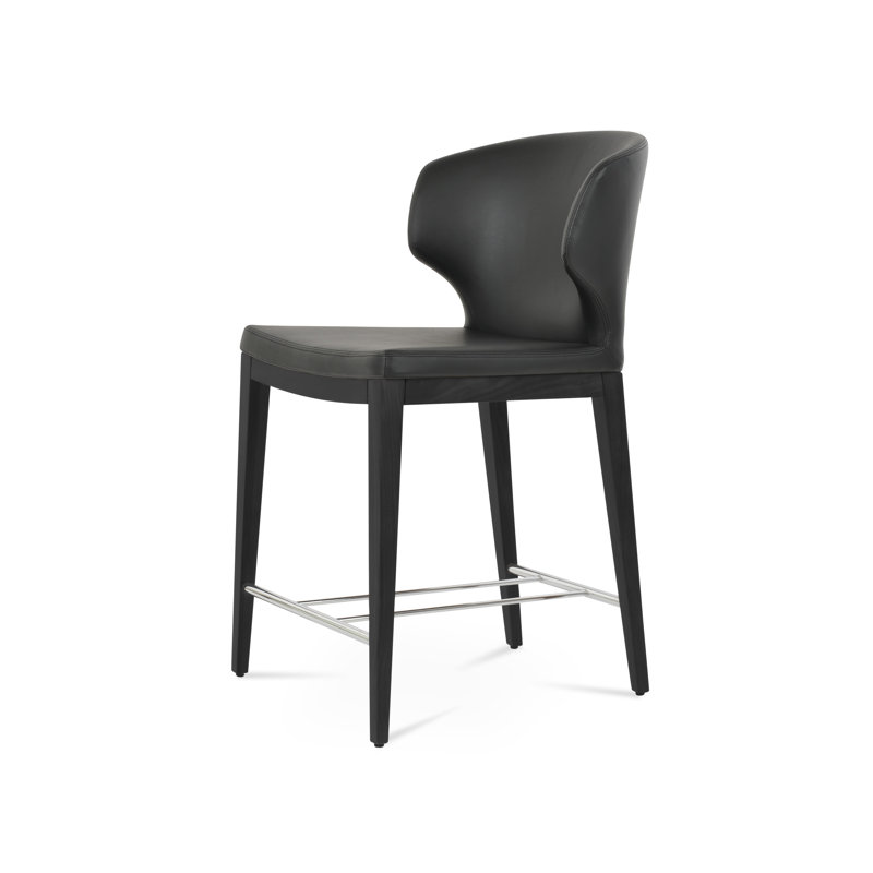 Amed Plus Wood Counter & Bar Stool, Wenge, Black, Counter Stool (24" Seat Height)