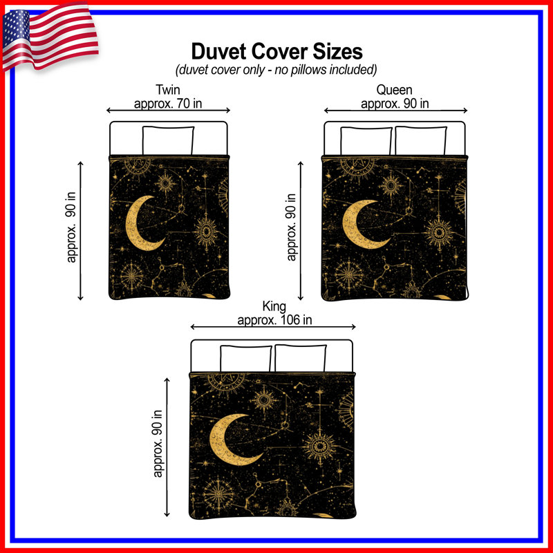Housses de couette Golden Celestial Moons, King