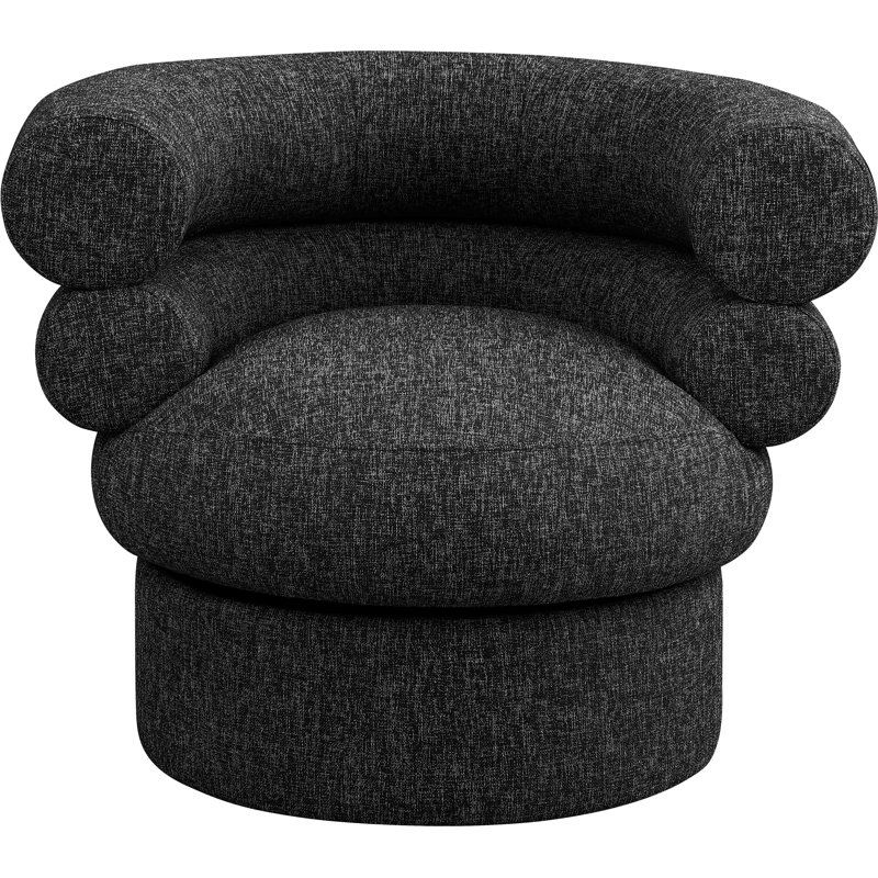 Hyypio Linen Textured Fabric Accent Swivel Chair, Black Linen Textured Fabric