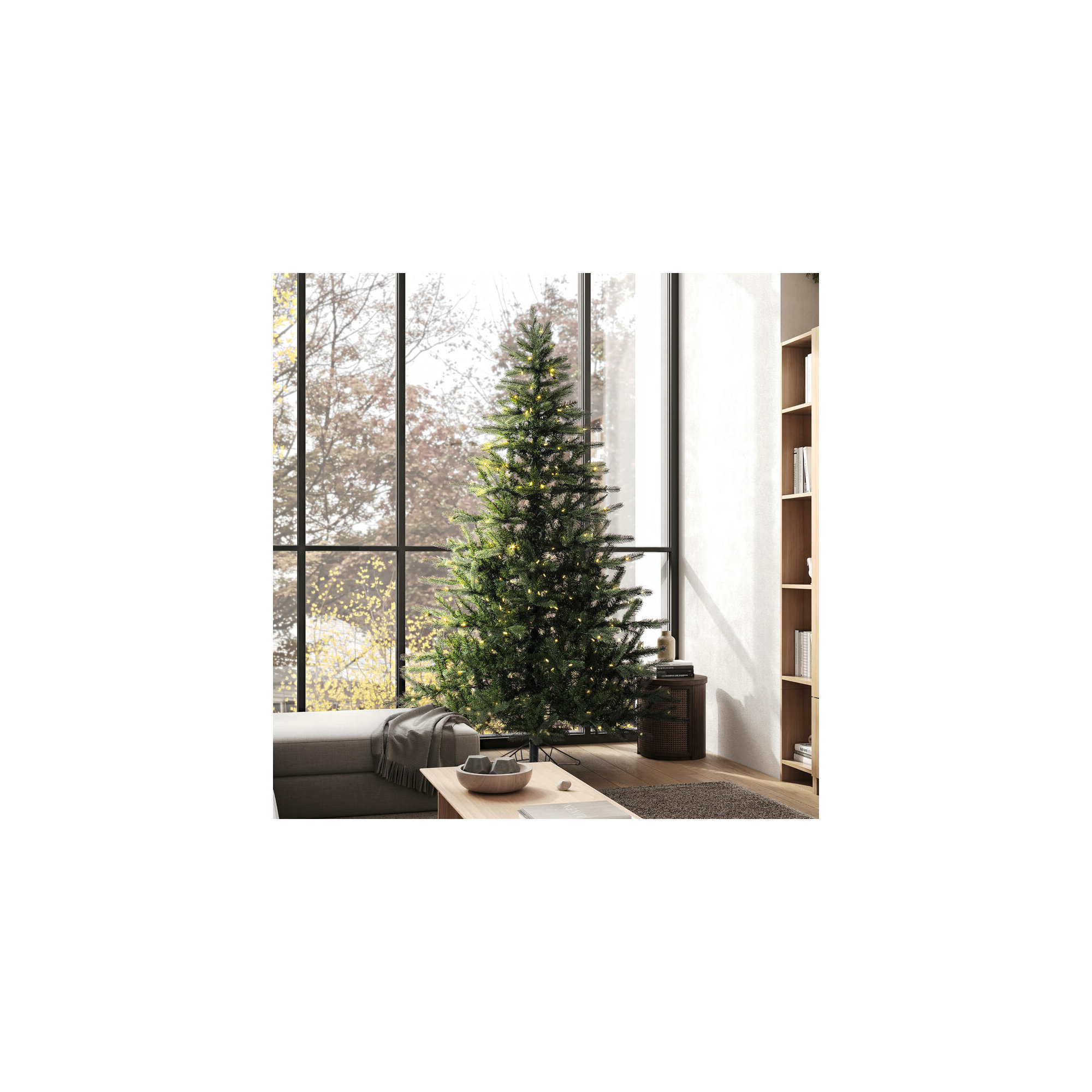 King Green Spruce Artificial Christmas Tree with Stand, Clear/White Dura-Lit® LED, 9' H