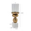 Porte-bougie Hurricane, base en marbre blanc, accents dorés tournés de 14 pouces